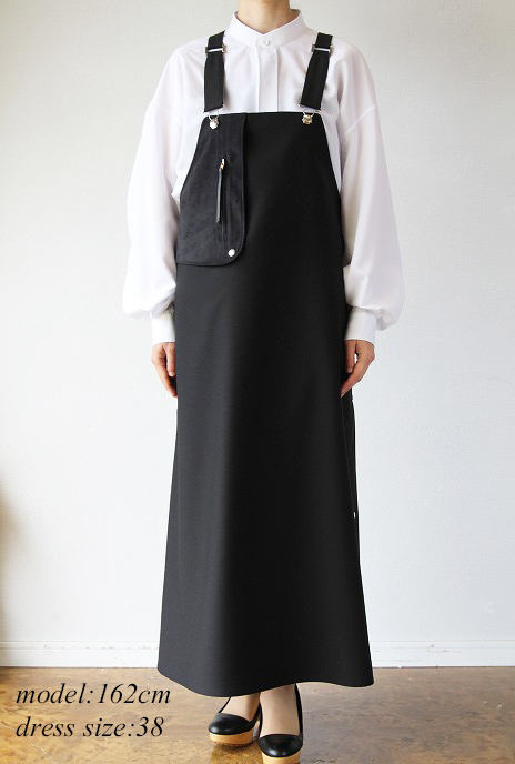 THE RERACS(ザ・リラクス)エプロンドレスAPRON DRESS(BKBK)