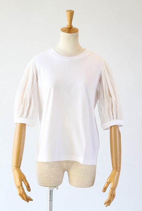 nesessaire(ネセセア)コットンチュールスリーブTシャツ