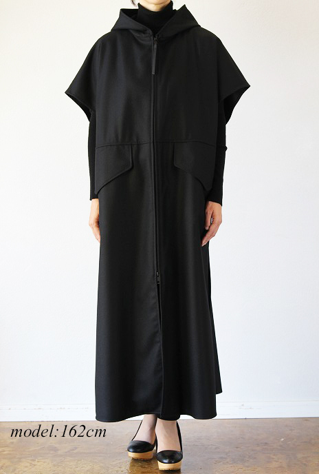 THE RERACS(ザ・リラクス)スリーブレスフードドレスSLEEVLESS HOODED DRESS(BK)